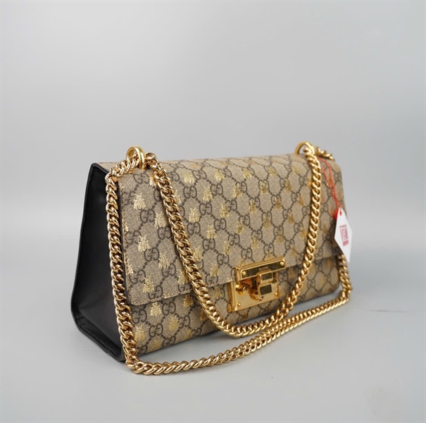 Túi GG Padlock xám con ong (409433213317) sz30 KG+