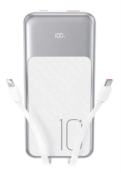 PDP XO PR248 USB-C 20W/USB-A 22.5W, Màn Hình Led Kèm Dây (Type C,IOS) - 10.000mAh - Trắng