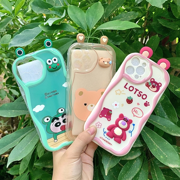Ốp lưng gắn sticker gấu có tai