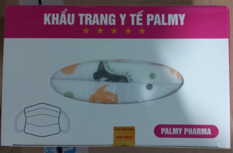Khẩu trang y tế Palmy màu vàng trẻ em hình thú 3 lớp (Giấy lọc) (Hộp 50 cái) - Palmy Pharma
