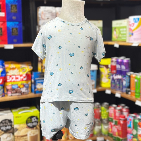 Bons Bộ ngắn Raglan Modal kẻ họa tiết Xanh