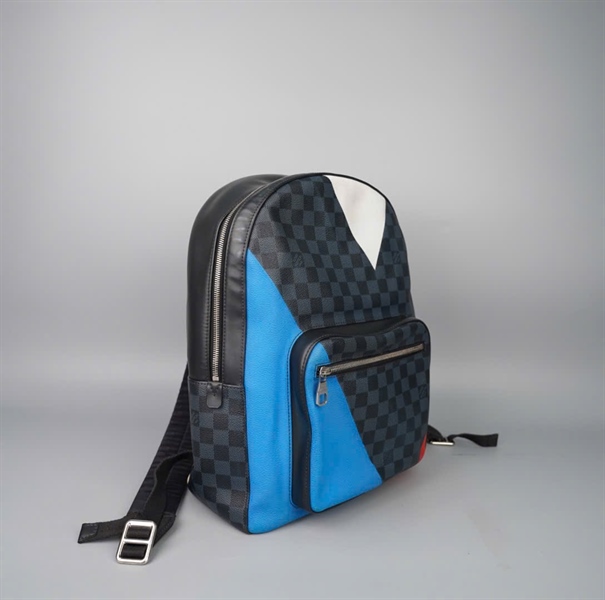 Balo LV ô vuông xanh phối trắng xanh đỏ (BMC) KG+