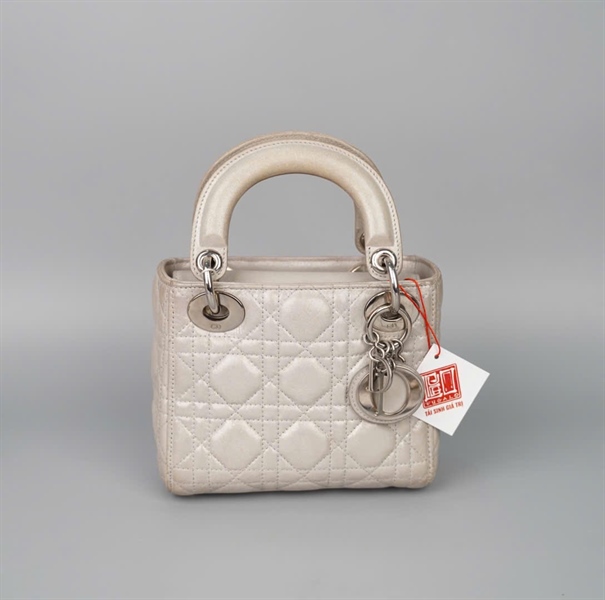 Túi Dior lady màu xám (17-BO-0135) sz mini KG+