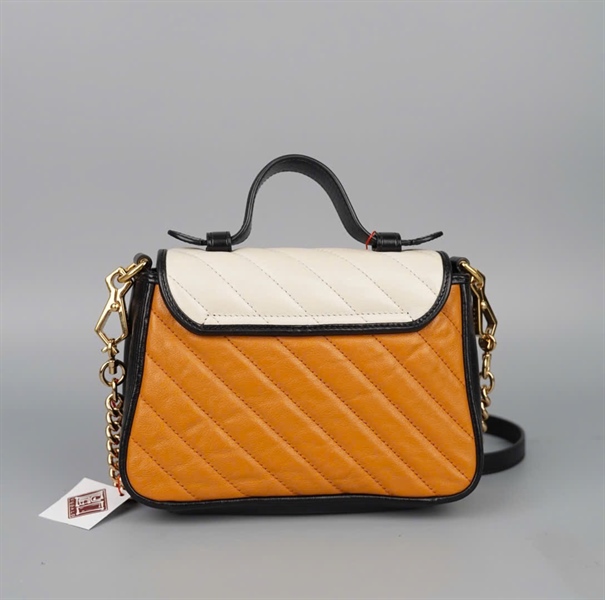 Túi GG Marmont Handle nâu nắp trắng (486628) sz20 (BMC) KG+