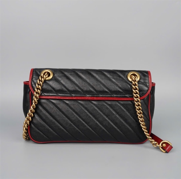 Túi GG Marmont đen viền đỏ (520981) sz25 (BMC) KG+