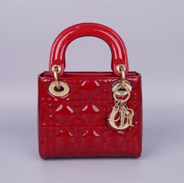 Túi Dior Lady đỏ bóng (ID-0210) szmini (BMC) KG+