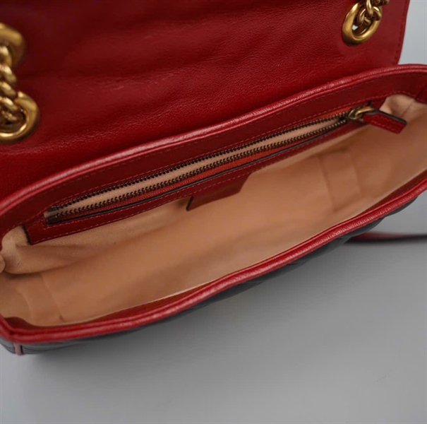 Túi GG Marmont đen viền đỏ (525040) sz25 (BMC) KG+