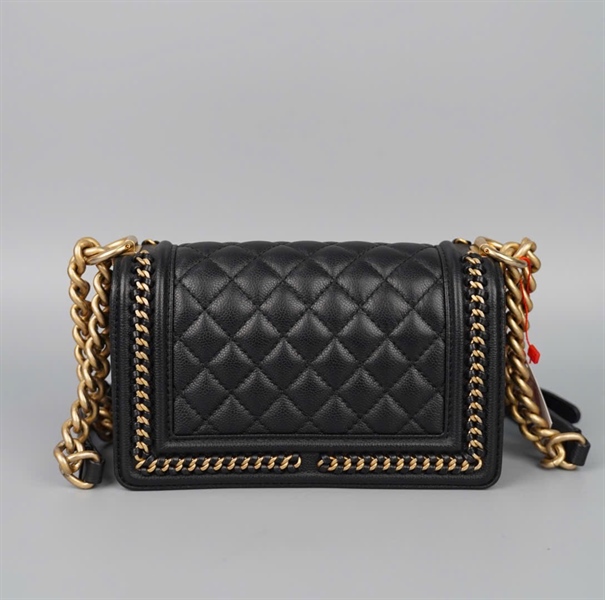 Túi Chanel Boy đen viền xích (X113661P7) sz20 (BMC) KG+