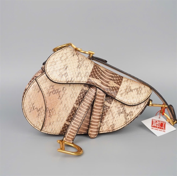 Túi Dior Saddle nude da trăn (02-MA-0139) sz17 (BMC) KG+