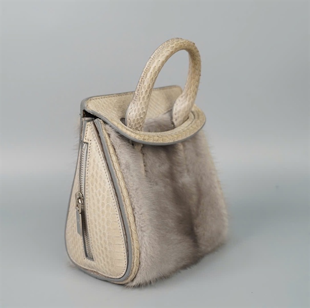 Túi Alexander Mcqeen xám lông da trăn sz18 KG+