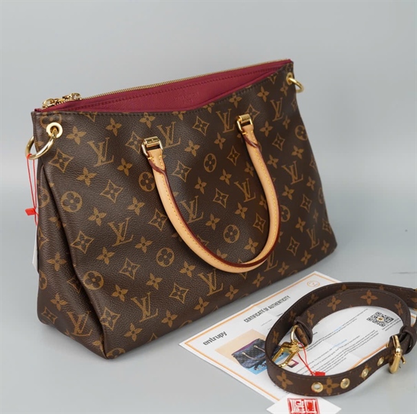 Túi LV Lockit hoa nâu phối viền tím (A-T) sz30 KG+