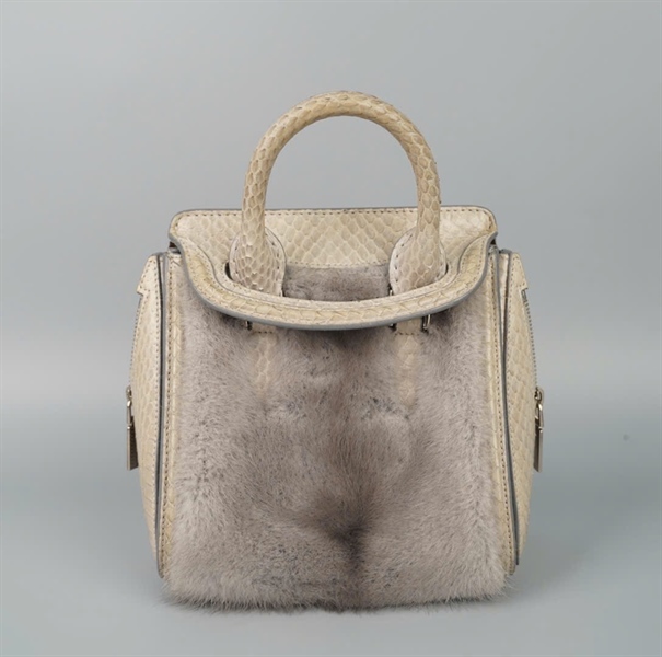 Túi Alexander Mcqeen xám lông da trăn sz18 KG+