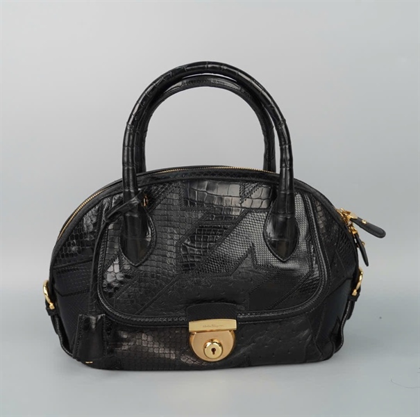 Túi Salvatore đen da trăn kèm chìa sz30 KG+