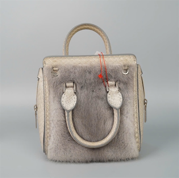 Túi Alexander Mcqeen xám lông da trăn sz18 KG+