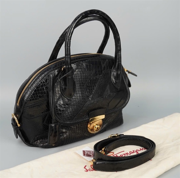 Túi Salvatore đen da trăn kèm chìa sz30 KG+