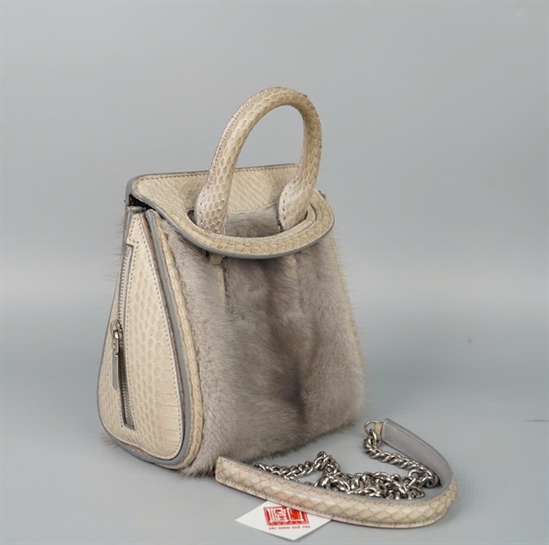 Túi Alexander Mcqeen xám lông da trăn sz18 KG+