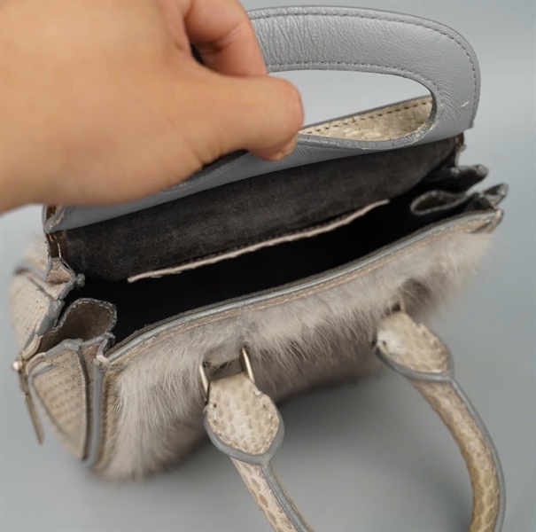 Túi Alexander Mcqeen xám lông da trăn sz18 KG+