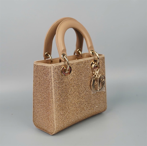 Túi Dior Lady vàng đính đá (01-RU-0243) szS (HC)+ 2024