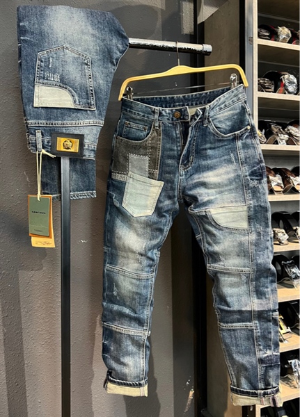 Jean Dài -QCSCT- TC3028 xanh vá ghép SS24