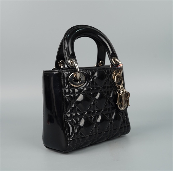 Túi Dior Lady đen bóng (01-BO-1104) szmini KG+