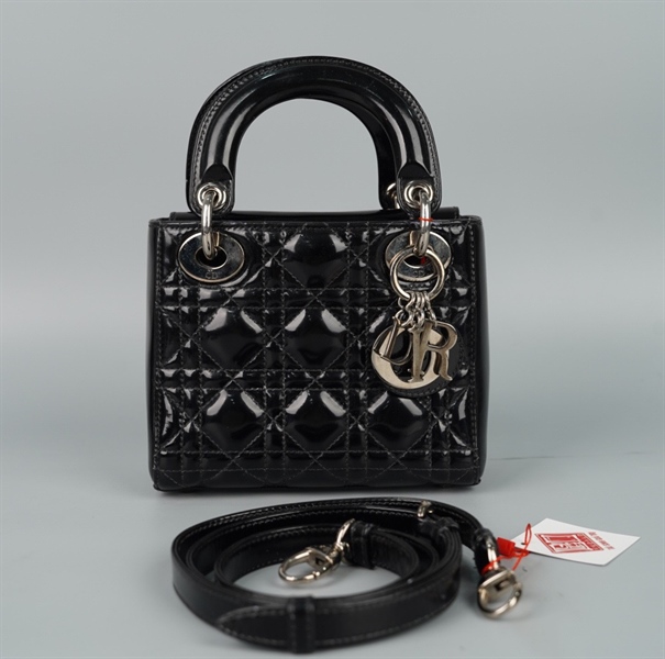 Túi Dior Lady đen bóng (01-BO-1104) szmini KG+