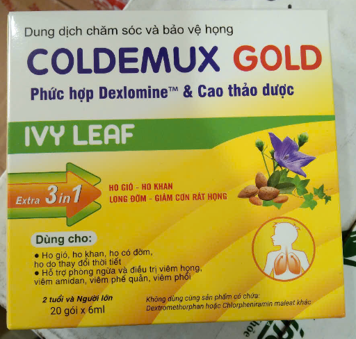 Gói Siro ho long đờm chống dị ứng Coldemux Gold (Hộp 20 gói x 6 ml) - Việt Ý