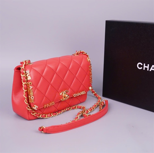 Túi Chanel Woc cam viền đính charm (GAXC6142) sz19 (BQ) KG+