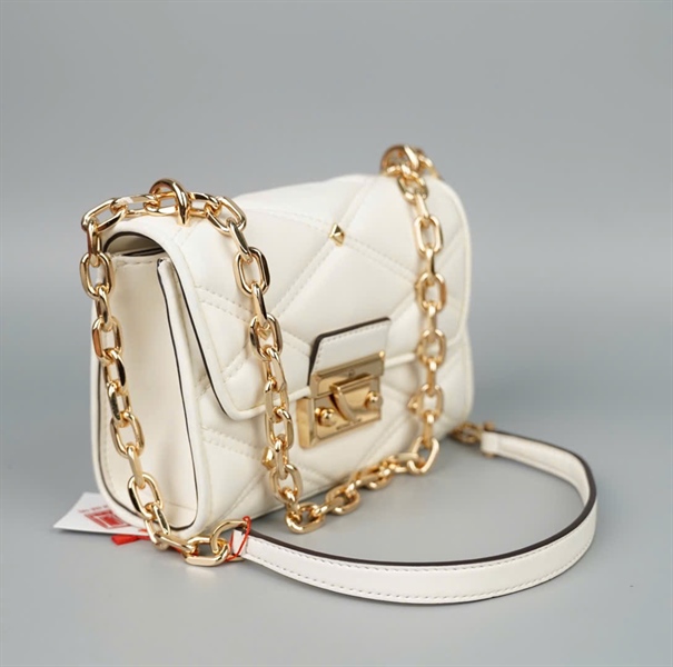 Túi Michael Kor màu trắng hạt vàng +