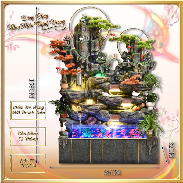 [Hàng Sẵn] Hòn Non Bộ Phong Thủy Hồ Cá Trang Trí Phòng Khách, Lễ Tân, Công Ty