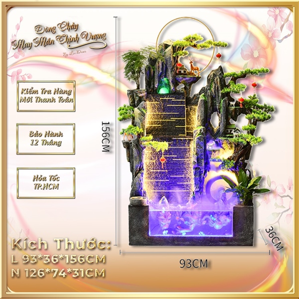 [Hàng Sẵn] Hòn Non Bộ Phong Thủy Hồ Cá Trang Trí Phòng Khách, Lễ Tân, Công Ty