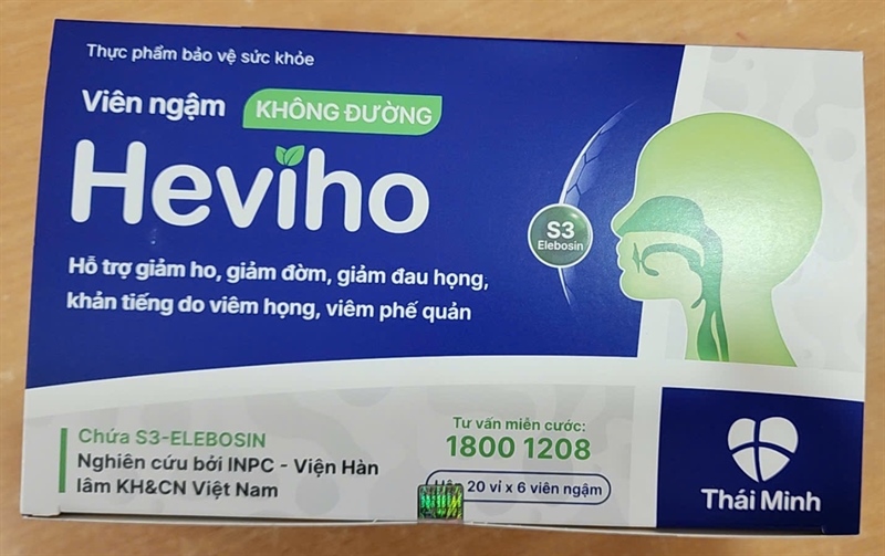 Viên ngậm không đường Heviho (Hỗ trợ giảm ho, giảm đờm...) (Hộp 20 vỉ x 6 viên) - Thái Minh