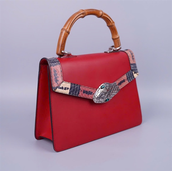 Túi GG handle viền rắn màu đỏ (453751001998) sz26 KG+