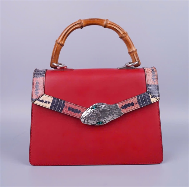 Túi GG handle viền rắn màu đỏ (453751001998) sz26 KG+