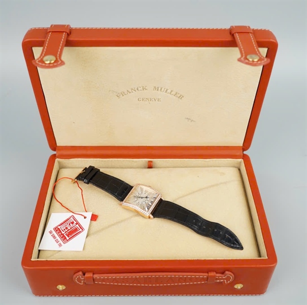 Đồng hồ Franck Muller mặt vuông quai đen (6002MQZ) KG+
