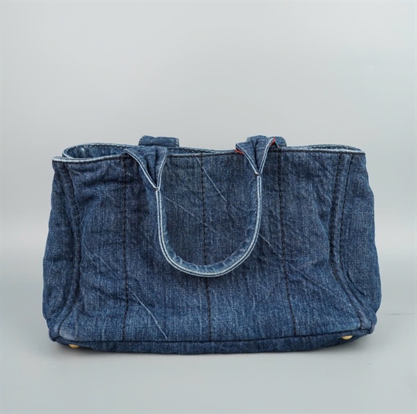 Túi Prada demin xanh có lót form sz32 KG+