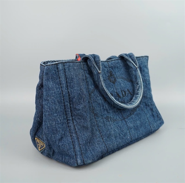Túi Prada demin xanh có lót form sz32 KG+
