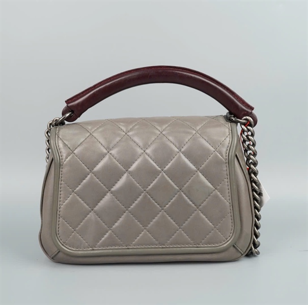 Túi Chanel handle màu ghi (21016520) có lót form sz23 KG+