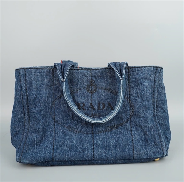 Túi Prada demin xanh có lót form sz32 KG+