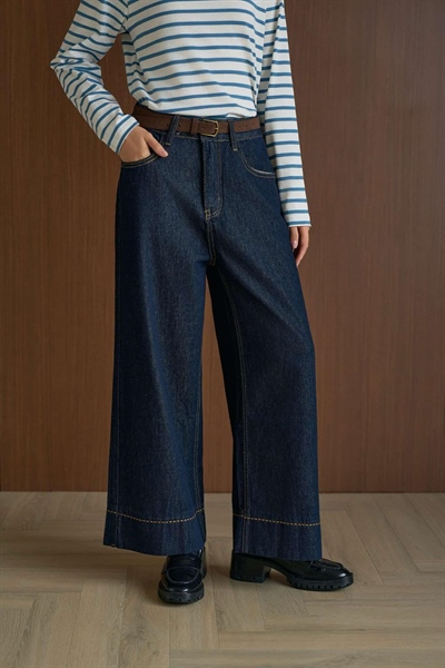 Quần Culottes Jeans Mềm Navy