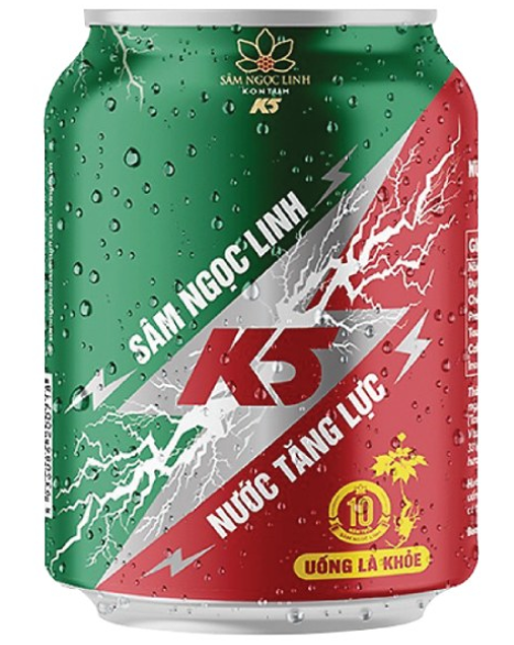 K5 Nước Tăng Lực Sâm Ngọc Linh Vị Nguyên Bản Lon 240Ml