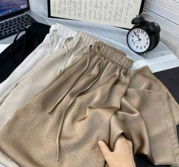 Quần lụa ống suông cạp chun cho nữ freesize <65kg