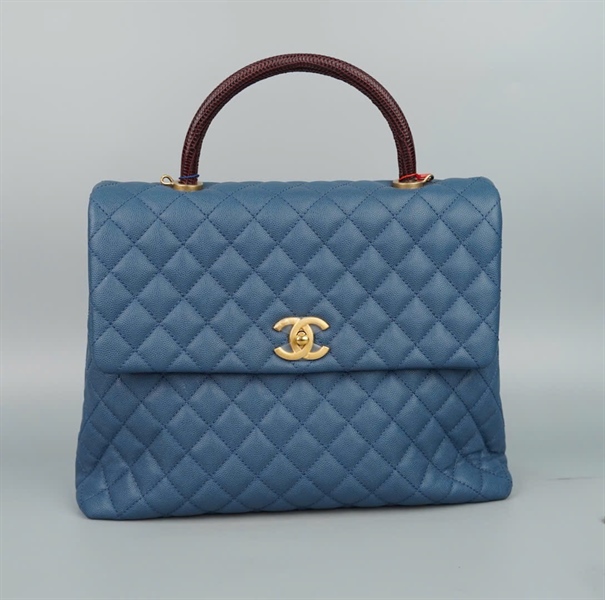 Túi Chanel handle xanh (24263799) sz32 (A-T-TAG) KG+