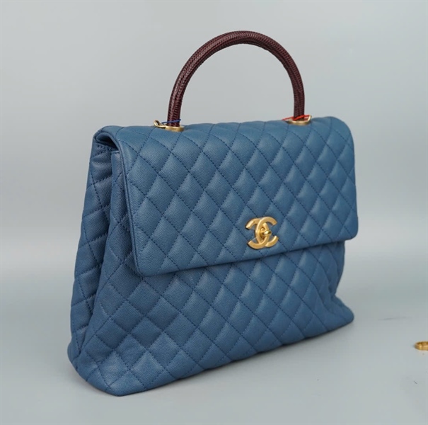 Túi Chanel handle xanh (24263799) sz32 (A-T-TAG) KG+