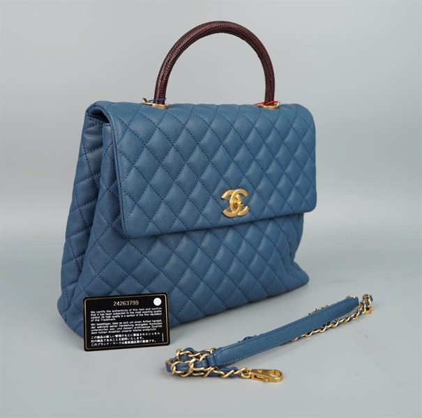 Túi Chanel handle xanh (24263799) sz32 (A-T-TAG) KG+