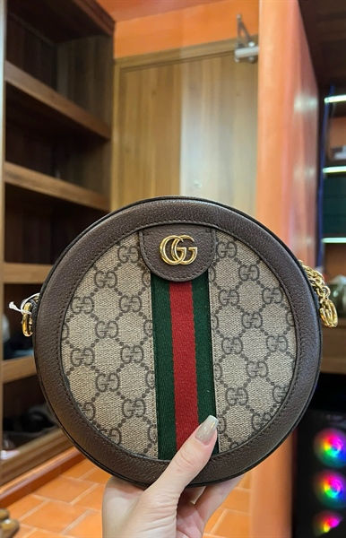 Túi GG ophidia tròn xám sz19 (A-T) KG+