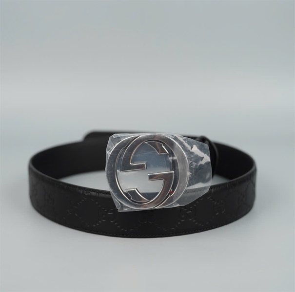 Thắt lưng GG đen khóa bạc bản 4cm dài 106cm (A-T) KG+