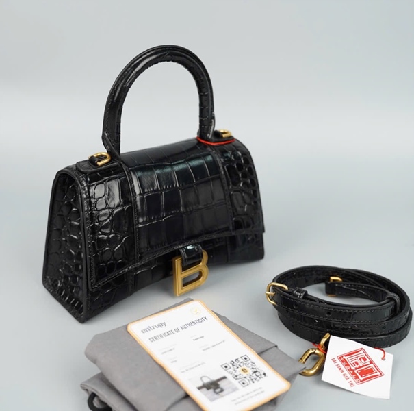 Túi Balenciaga Hourglass đen sz19 (A-T) KG+