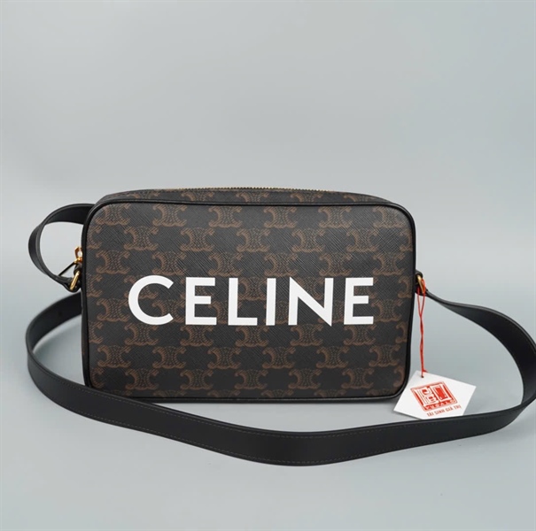 Túi Celine nâu in chữ sz23 (A-T) KG+