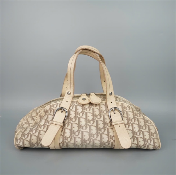 Túi Dior xám thêu hoa sz37 (A-T) KG+