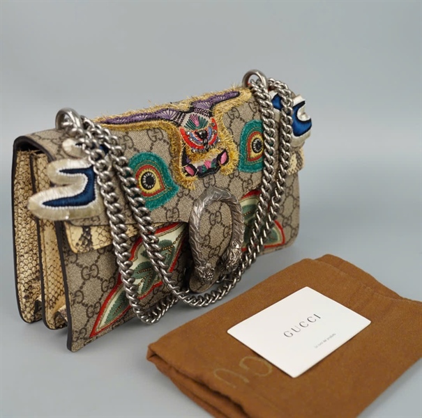 Túi GG Dionysus xám thêu hình (A-T) KG+